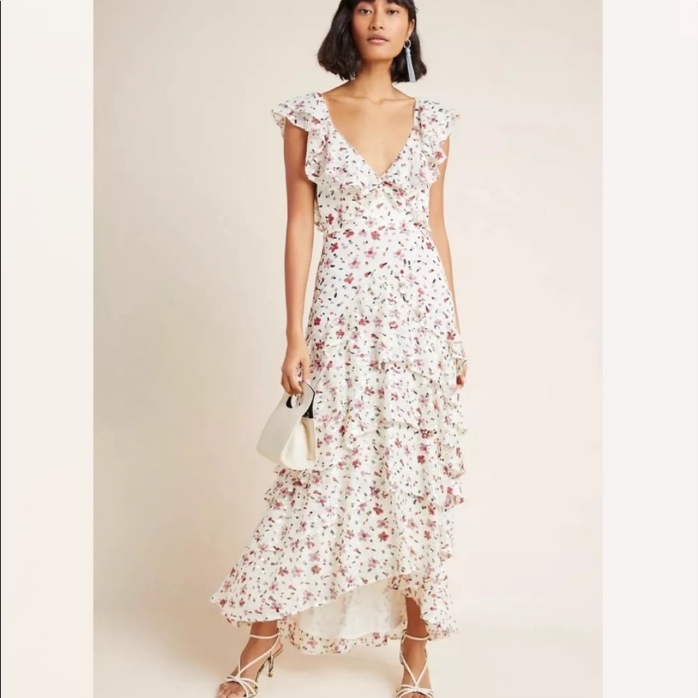 Sau Lee Anthropologie NWT gown 6 floral Sequin